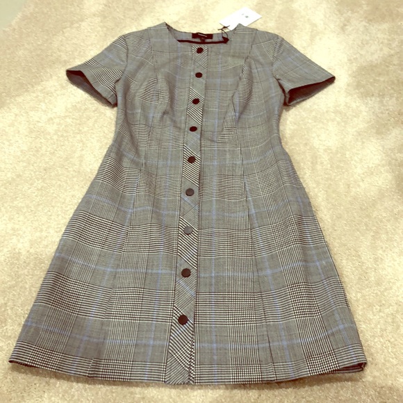 Theory Dresses & Skirts - 💸⬇️ Theory gray plaid dress with buttons. NWT